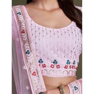 Charmant Lehenga Choli en Georgette rose clair avec broderie pour les mariages - Product Image 4