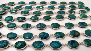 Haute qualité Fordite Quartz forme libre Briolette 10 à 15mm lunette connecteur pierre précieuse chaîne laiton matériel vendu par pied - Product Image 2