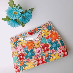 High Quality Vintage India Party Clutch <b>Bag</b> Beaded Handpurses <b>Women</b> Stylish <b>Messenger</b> Polyester Lining Button Letter Decoration - Product Image 5