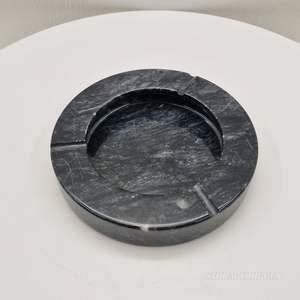 Cenicero Moderno Redondo de Mármol Negro Azabache Resistente al Fuego para Fumar, Piedra Hecha a Mano para Villa, Hotel, Cocina, Comedor - Product Image 2