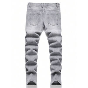 กางเกงยีนส์ทรงดินสอผู้ชายคุณภาพสูงปี 2024 ลายดาวแบบทำเก่า เป็นมิตรกับสิ่งแวดล้อม สไตล์ไฮสตรีท รับสกรีนโลโก้ - Product Image 6