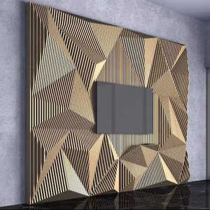 Panneau mural suspendu en bois géométrique 3D moderne, style Art déco, décoration murale intérieure de luxe pour anniversaire - Product Image 3