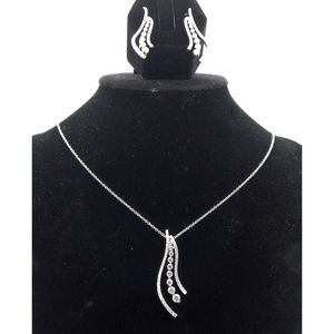 Collane e orecchini a cascata in oro bianco 18K e 3,5 ct con diamanti eleganti gioielli eleganti per donne alla moda - Product Image 5