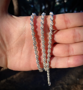 Collar de cadena de cuerda pesada de Plata de Ley 925 para hombres y mujeres, joyería de cadena trenzada de acero inoxidable a la moda - Product Image 4