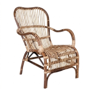Natural Rattan <b>Cane</b> High Back Lounge Chair Bentwood Armchair Outdoor Garden Accent Chair Setup Decor Pure Art Room Design - Product Image 1