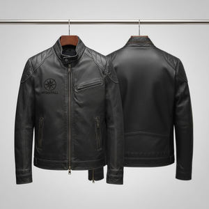 Chaqueta Bomber de Cuero de Invierno con Forro de Lona de Alta Calidad, Cuello Alto, Mangas Suaves y Ribetes Acanalados - Product Image 5