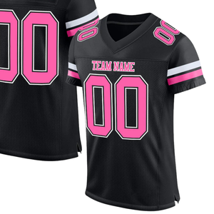 Customizable Black <b>Football</b> Jersey with <b>Pink</b> Details Personalized Team Name and Number Any Name Custom Sports Men Sports Apparel - Product Image 2