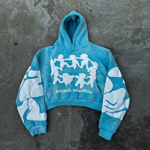 DCY 2024 Unisex Boxy Distressed Sun Fade Hoodie Vintage Boxy Oversized Hoodie para la técnica bordada de la temporada de otoño - Product Image 5