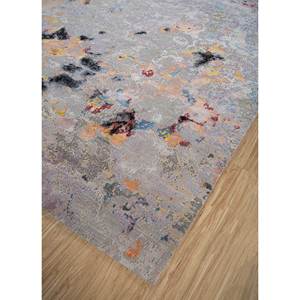 Tapis en laine et soie de bambou noué à la main gris et noir Entropy 9x12 rectangulaire à motif abstrait pour la maison, le salon, modèle Srb(7111) - Product Image 2