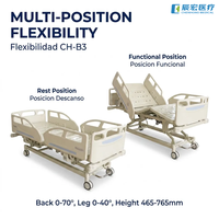 Lit d'hôpital électrique CH-3 à 3 fonctions, avec têtes et pieds en ABS, capacité de 240 kg, étanche IPX4, barrières latérales réglables, lit de soins infirmiers