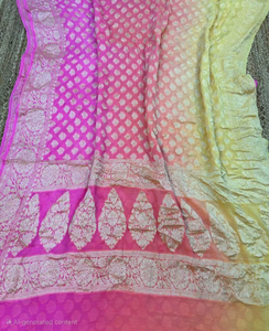 Sari Banarasi en Chiffon Pur de Créateur, Tissé à la Machine, Style Traditionnel, Détails Zari Élégants, Pièce de Blouse Non Cousue, Idéal pour les Fêtes - Product Image 3