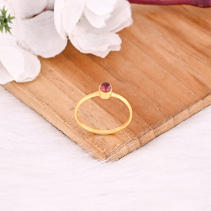 Anillo chapado en oro amarillo hecho a mano con turmalina Rosa Natural de Plata de Ley 925, joyería fina, anillos al por mayor, joyería para mujer - Product Image 4
