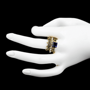 Anillo de Mujer con Piedras Decorativas - Dorado - Azul - Product Image 2