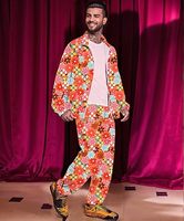 Costume de survêtement rétro pour homme, années 80, 90, 70, 2 pièces, veste coupe-vent hip-hop, 100% polyester, poids moyen, longueur intégrale
