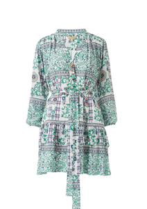 Nouveau été imprimé fleuri 3/4 sans manches vacances fête dame élégante robe courte imprimée - Product Image 3