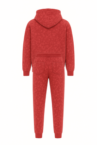 Customizable <b>Red</b> Acid Washed Distressed Tracksuit With Gain Logo <b>Hoodie</b> And Joggers Set Solid Pattern Set For Winter - Product Image 5