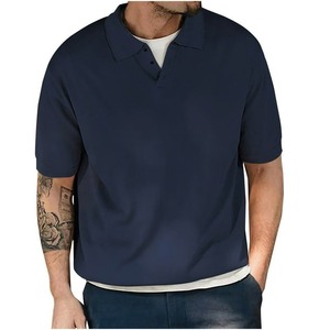 Polo personnalisé grande taille ajusté en tissu piqué extensible à poignets élastiques Polo à trois boutons en coton et élasthanne pour hommes - Product Image 4