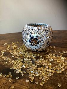 Bougeoir décoratif en verre, bougeoir à thé, décoration d'intérieur idéale, élégant, en mosaïque de verre, pour mariages et restaurants - Product Image 6