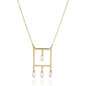 Trendy Engagement Wedding Plain Square <b>Pearl</b> Design Turkish Handmade 925 Sterling Silver <b>Charm</b> Necklace - Product Image 4