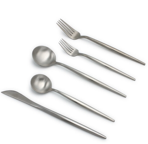Juego de cubiertos de acero inoxidable moderno, cubiertos duraderos para comidas diarias y ocasiones especiales, diseño espejado - Product Image 1