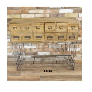 Nâu rắn gỗ & kim loại cao công nghiệp xe đẩy kệ đơn vị với bánh xe cho nhà phòng khách phòng ngủ phòng & văn phòng trang trí nội thất - Product Image 4