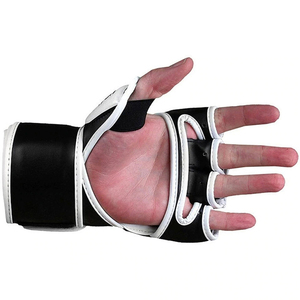 ถุงมือชกมวยครึ่งนิ้ว MMA แบบครึ่งนิ้วคุณภาพสูงสำหรับนักมวยหนัง PVC ขนาด12ออนซ์14ออนซ์2024ปากีสถานผู้ผลิต