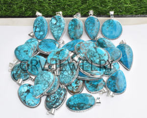 Venta al por mayor Lote Hecho a mano Étnico 925 Plata Esterlina Bohemio Grado Superior Colgantes Magnesita Turquesa Piedra Preciosa Joyería Compromiso - Product Image 1