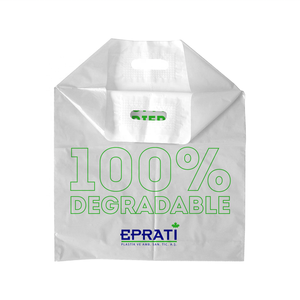 Sacs en plastique biodégradables à poignée découpée renforcée avec logo personnalisé, fabricant turc, vente en gros - Product Image 3