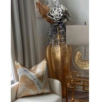 Vases élégants en fibre de verre dorés de luxe pour centre de table de mariage, pots de fleurs géants pour l'intérieur de la maison