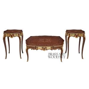 Juego de Mesa de Centro y Mesa Auxiliar de Madera Ornamentada de Lujo - Product Image 1
