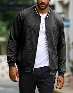 Chaqueta gris para hombre, chaqueta acolchada, bolsillos de alta calidad, patrón de tela tejida, chaqueta de invierno acolchada de Golf - Product Image 2