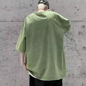 Camiseta Deportiva de Punto Ligera, Holgada y Casual con Cuello Redondo para Hombre, Estilo Oversize, Color Sólido, Lavada, 100% Algodón, ¡Gran Oferta! - Product Image 2