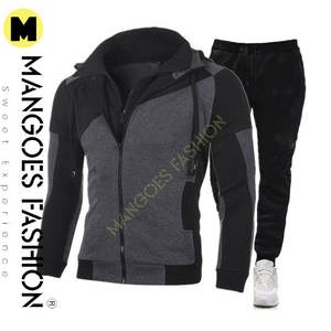 Conjunto de chándal de 2 piezas de armario de otoño e invierno para hombre, sudaderas con capucha y pantalones con cordón, perfecto para deportes - Product Image 4