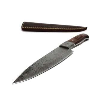 Cuchillo de chef afilado forjado hecho a mano, cuchillo de cocina de hoja afilada Premium profesional de acero de Damasco de Pakistán, mango de madera - Product Image 4
