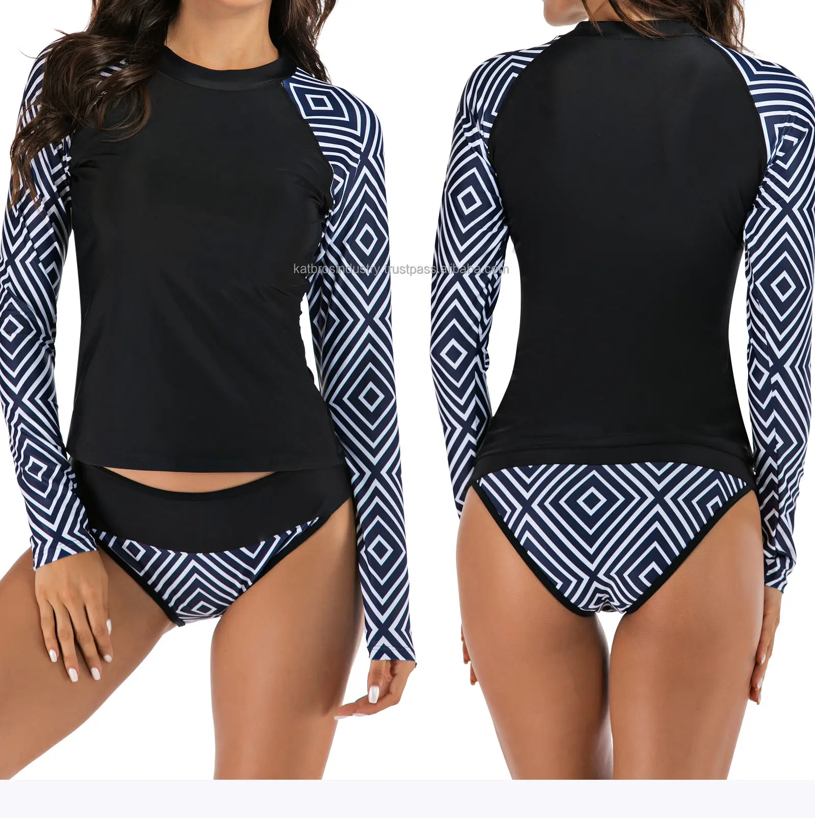 Wholesale Women's Rash Guard Long Sleeve Swim Shirts Sun Protection High Quality Swimwear Beach Rash Guard