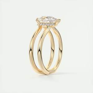 14K สีเหลืองทองแยกก้านลูกแพร์หมั้นชุดง่ามตัดยอดเยี่ยมแหวนเพชรสำหรับปลูกในห้องปฏิบัติการเครื่องประดับแฟชั่นแหวนเพชรผู้หญิง - Product Image 2