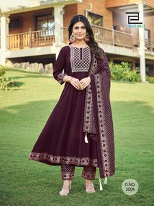 Style Bollywood à la mode femmes Reyon Kurti fête d'été Anarkali Kurti ensemble avec dupatta pour les femmes pour tous les vêtements - Product Image 2