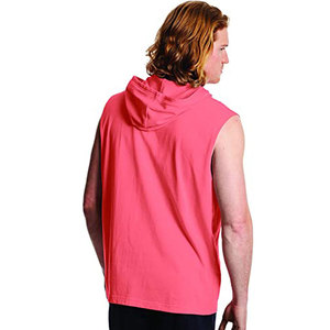 Wholesale Men's <b>Sleeveless</b> Gym Pullover <b>Hoodie</b> 100% Cotton French Terry Custom Embroidered Logo OEM - Product Image 2