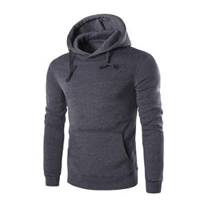 Sweats à capuche en tricot 100% coton de couleur unie pour hommes Sweat-shirt imprimé en relief et bouffant avec techniques brodées - Product Image 4