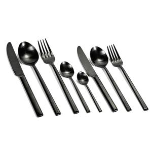 Ensemble de couverts en acier inoxydable fini noir, magnifiquement poli pour une sensation de dîner luxueux, parfait pour les maisons et les banquets - Product Image 1