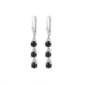 Shah Gems Women's Natural Black Spinel 925 Sterling Silver <b>Drop</b> Earrings Fashion Accessory - Product Image 1