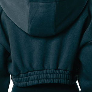 Chaqueta de lana de Sherpa para mujer, de felpa suave sudadera con cremallera, capucha corta ligera, sudaderas con cordón, bordado bonito, hombro caído de invierno - Product Image 6