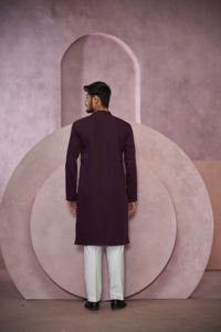 Wine Glow diseñador Kurta Brocade Rajwadi Kurta Bandhgala Rajwadi Kurta - Product Image 3