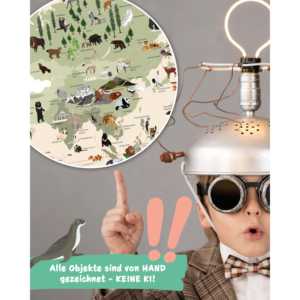 Carte du monde moderne pour enfants XL, version beige, style design - Product Image 4