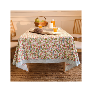 Pink Rose <b>Table</b> <b>Cover</b> Layered Printed Border Decorative Dining Linen for Hospitality Bulk Supply Indian Textile Exporter - Product Image 5