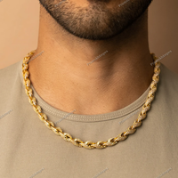 Chaîne cubaine torsadée en argent 925 plaqué or jaune 14K, entièrement sertie de moissanite VVS 10MM, 18 pouces, style Hip Hop pour rappeurs, vente en gros