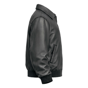 Chaqueta de Cuero Negra con Detalles en Lona para Hombre, Estilo Bomber Techwear, Personalizada, con Bordado, Estilo Punk, Urbano, Hip Hop, Varsity, para Invierno - Product Image 4