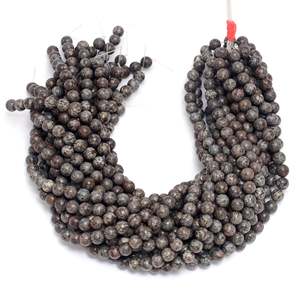 Chaîne de perles rondes en obsidienne flocon de neige naturelle, 15 pouces, pierre précieuse noire, marque Chakralum, pour la fabrication de bijoux, vente en gros - Product Image 4