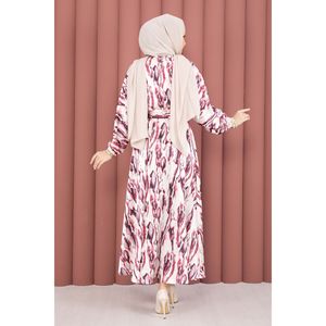 Vestido Neva con Cinturón en Talla Única, Color Fucsia, Transpirable, con Estampado Floral, Informal, para el Día o para Salir de Fiesta, Tejido Mixto, Diseño Elegante y Sostenible - Product Image 6