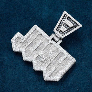 Premium Moissanite Diamant Clouté Véritable Or Blanc Josh Hip Hop Pendentifs Offre Spéciale Rue Rappeurs Mode Main leb cultivé Argent - Product Image 1